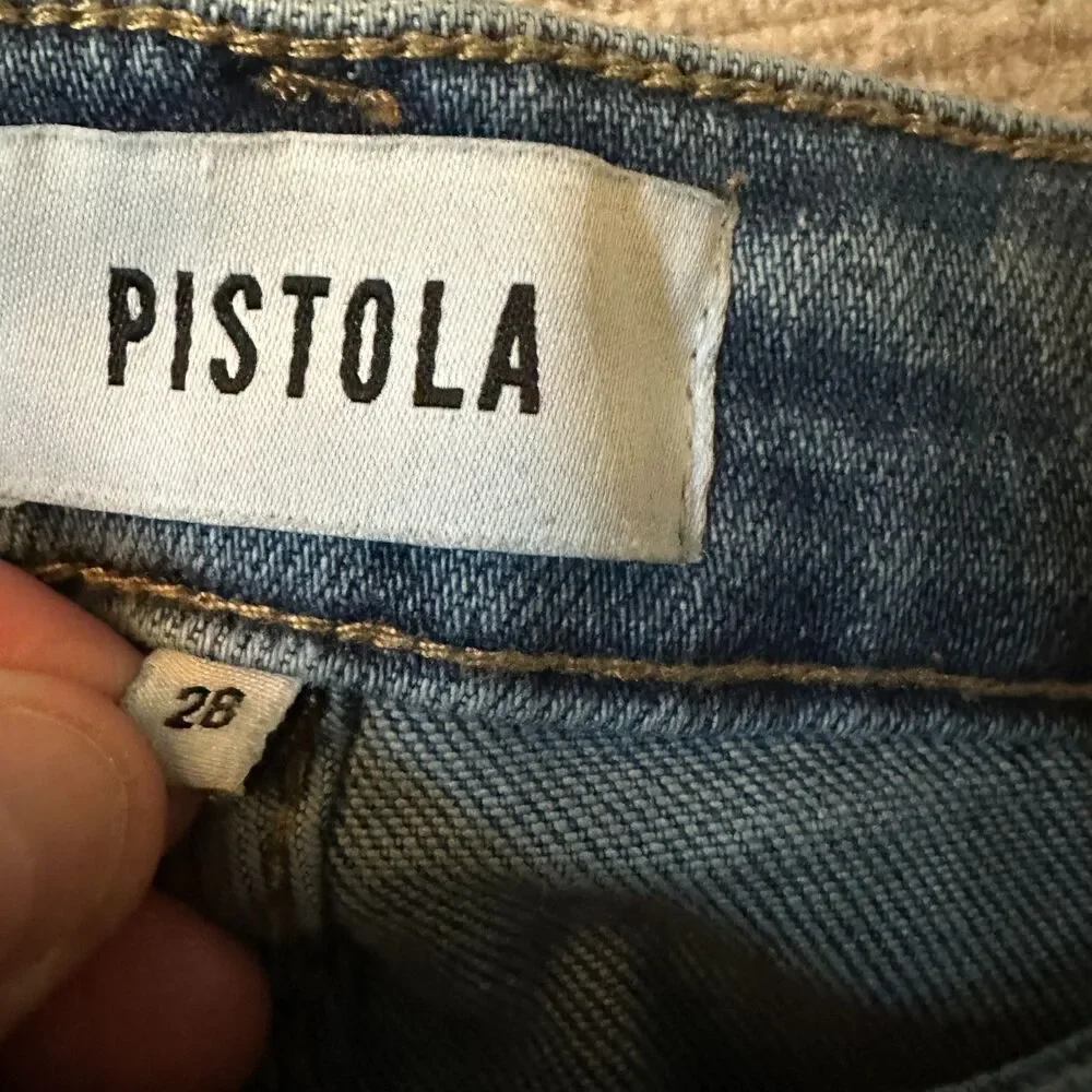 Pistola Women's Cropped‎ Stretchy Distressed Straight Leg Jeans Size 28